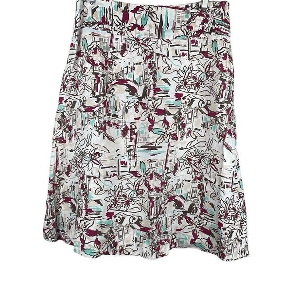100% LINEN Printed Midi Skirt 4 - Picture 1 of 13